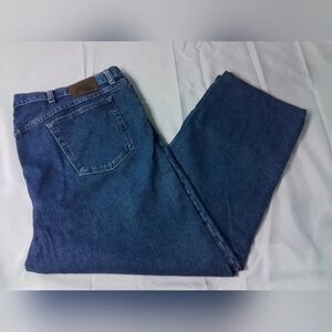 GANDER Mountain MTN Mens Blue Denim 5-Pocket Work Pants Jeans 46 X 28 (altered)